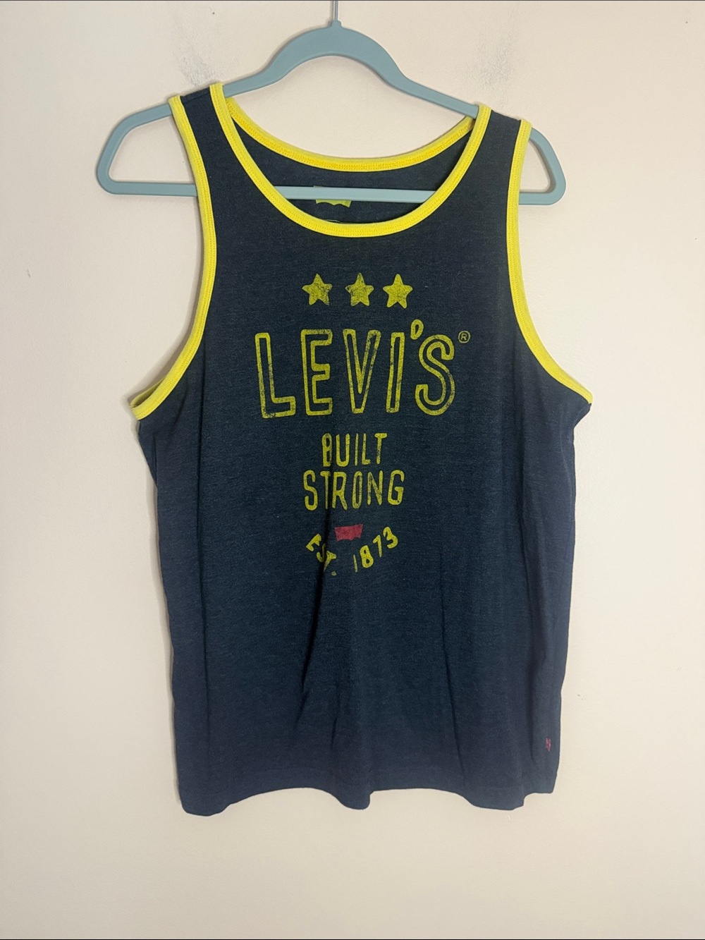 Levi's Navy Tank Top with Yellow Trim and Logo